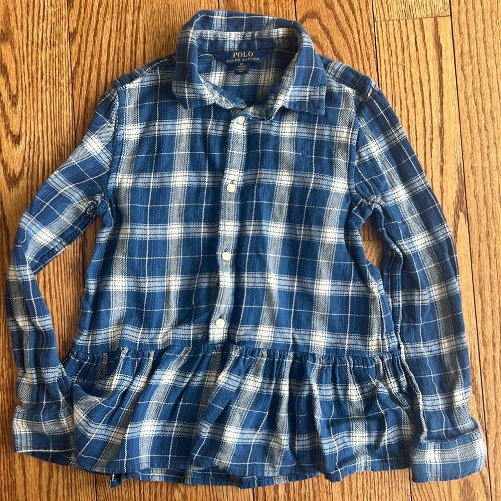 Girls Polo long sleeve plaid shirt